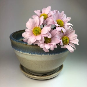 Wheel thrown dark stoneware planter
