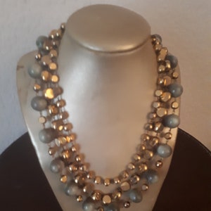 Necklace 3 rows vintage 50s in TBE image 1