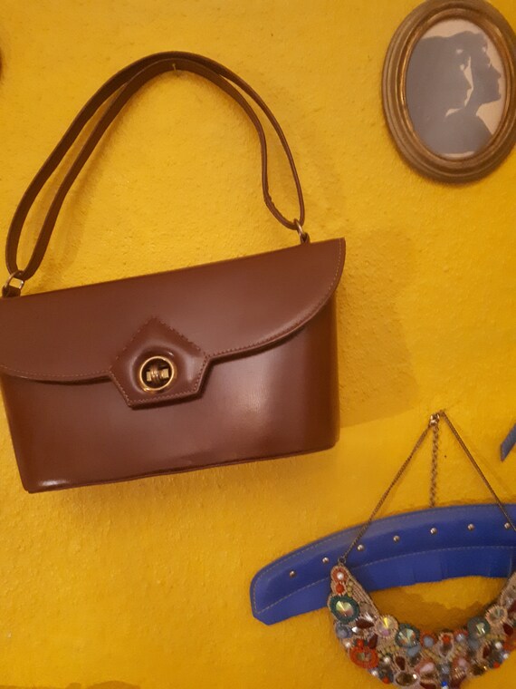 vintage 1940s handbag in brown/cognac leather in T