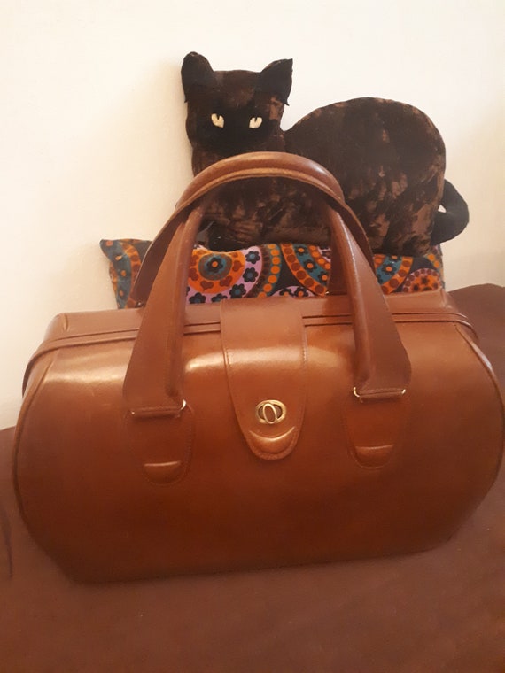 vintage weekend bag 40s brown leather/cognac enTBE