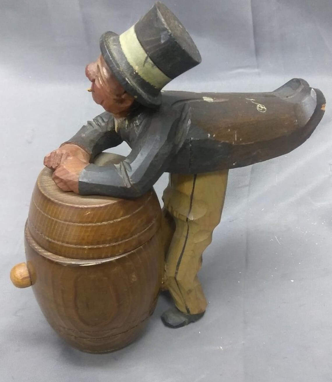 Old Vintage Wood Carving Wooden Carved Statue Man Drunk on a Etsy