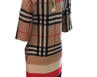 Women’s 3/4 Sleeve Tartan plaid check Dresses - available in Uk size 8 & 14