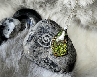 Alberta Ammolite Pendant: Dragon Skin Gem, Sterling Silver