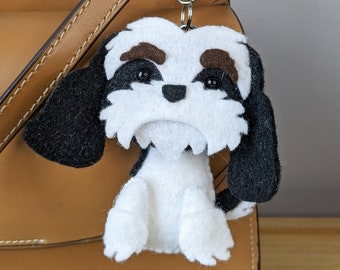 Custom Pet Portrait Keychain - Personalized handmade Dog Mom Gift - felt Keyring Bag Charm