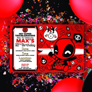 Custom Deadpool Birthday Invites