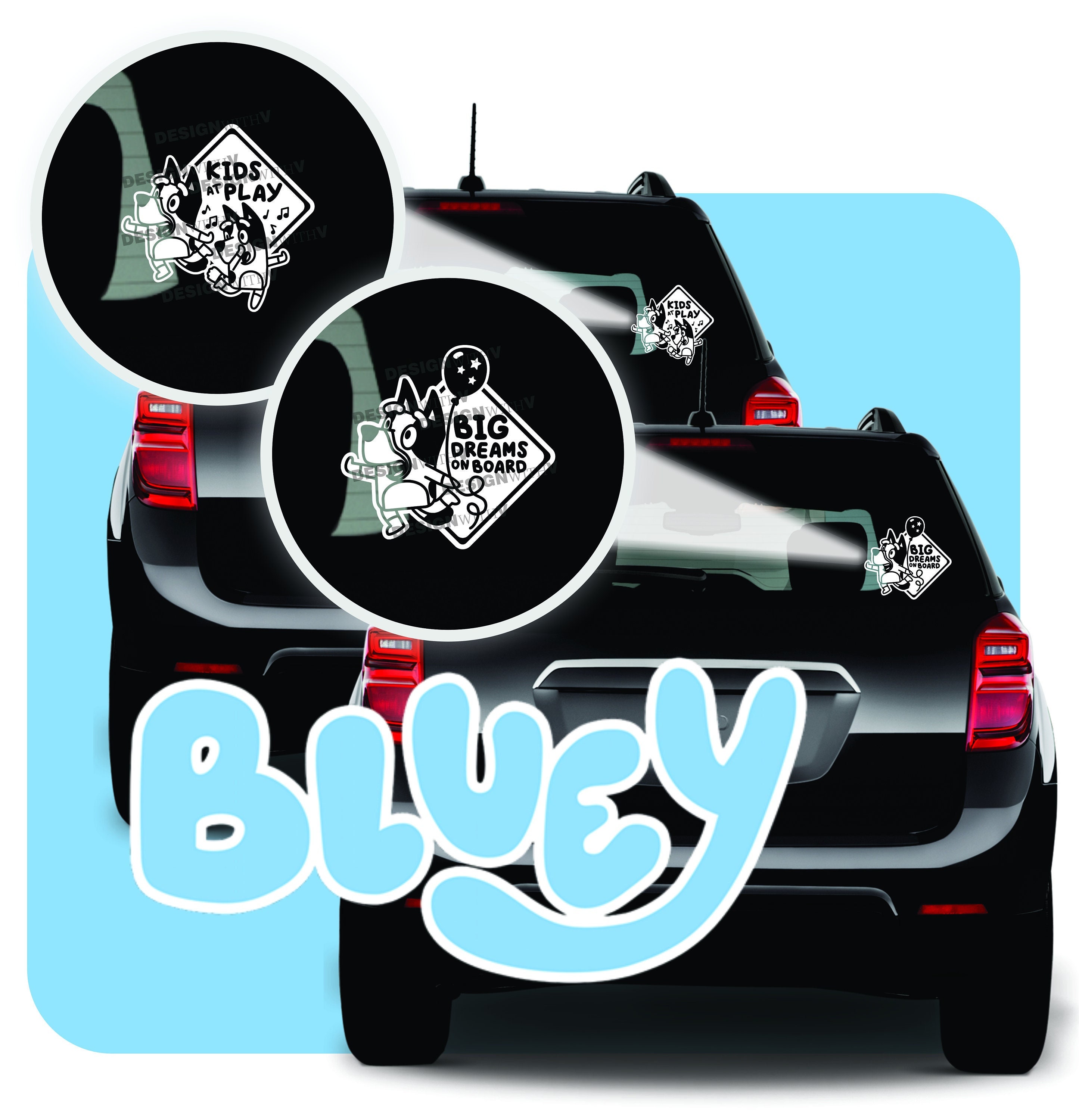 Bluey car cheap stickers