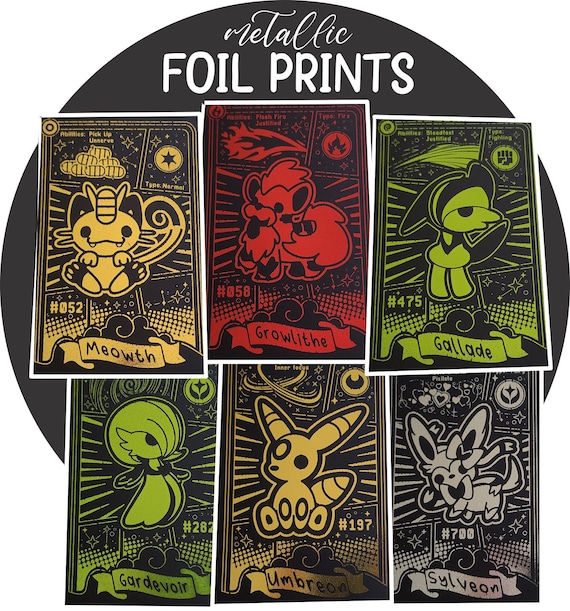 POKEMON FOIL Prints | Metallic Foil | Handmade Foil | Art Print |  5.50"x8.50" | Characters - Etsy