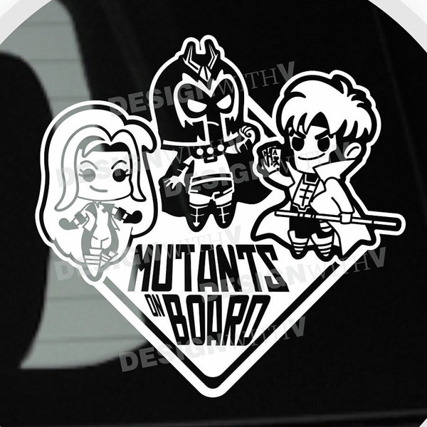 Mutants On Board - Sticker Car Decal - Magneto/Rogue/Gambit  6"x6"