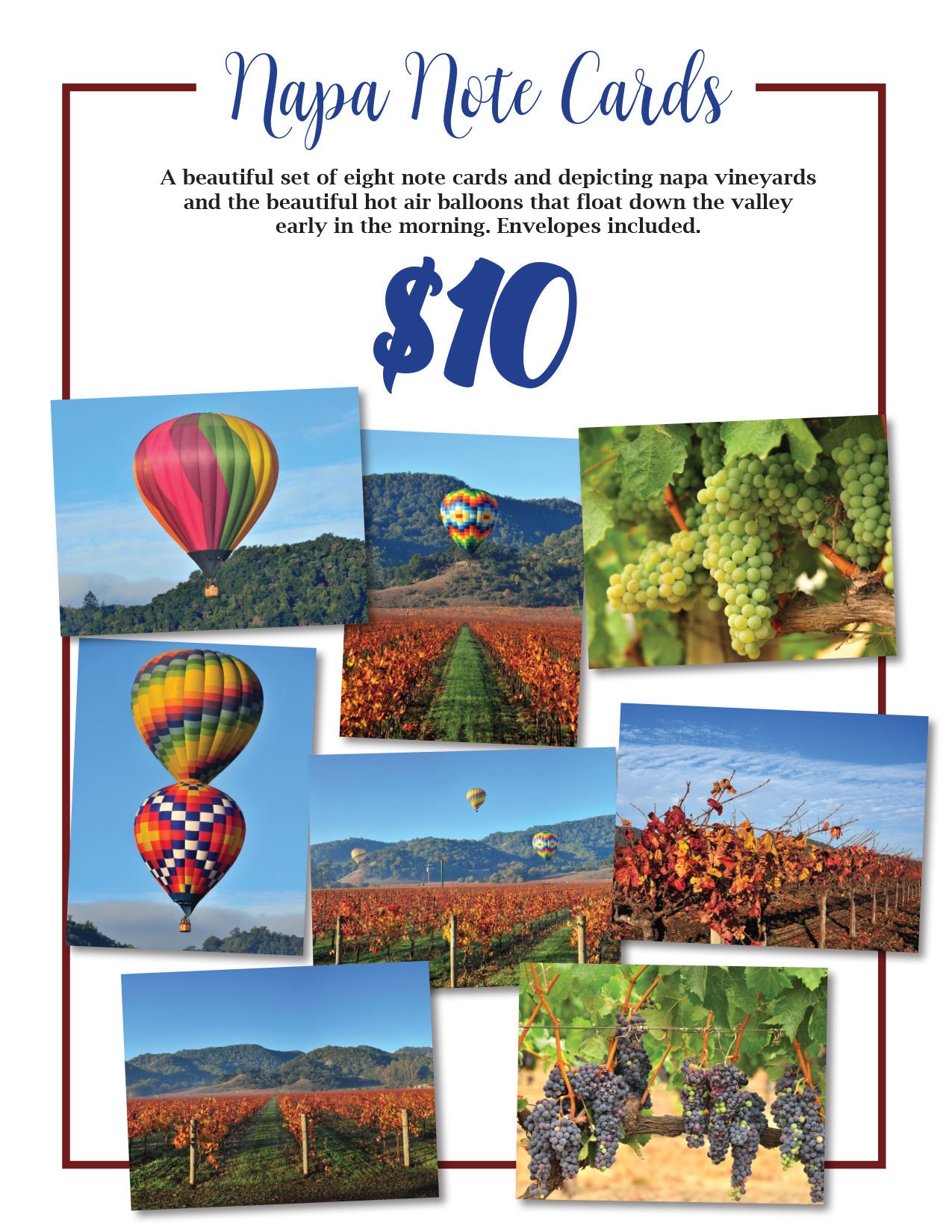 Napa Valley Note Cards Etsy