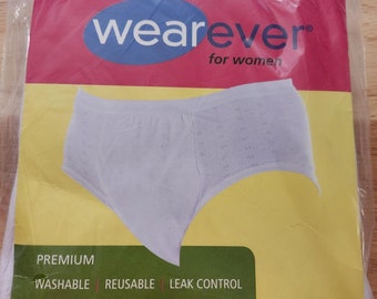 Wearever mid rise style absorbent panties for women white size 8x