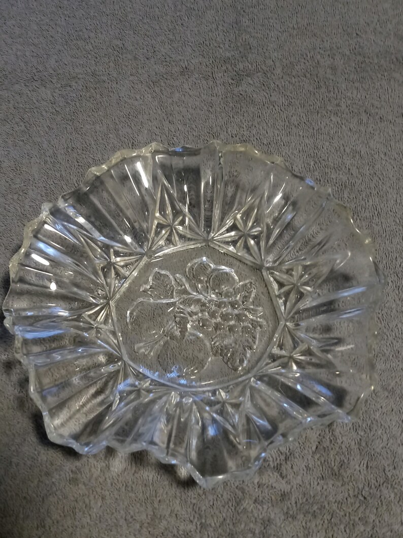 Cut Glass Small Bowl Cut Glass Scalloped Glass Edge Etsy
