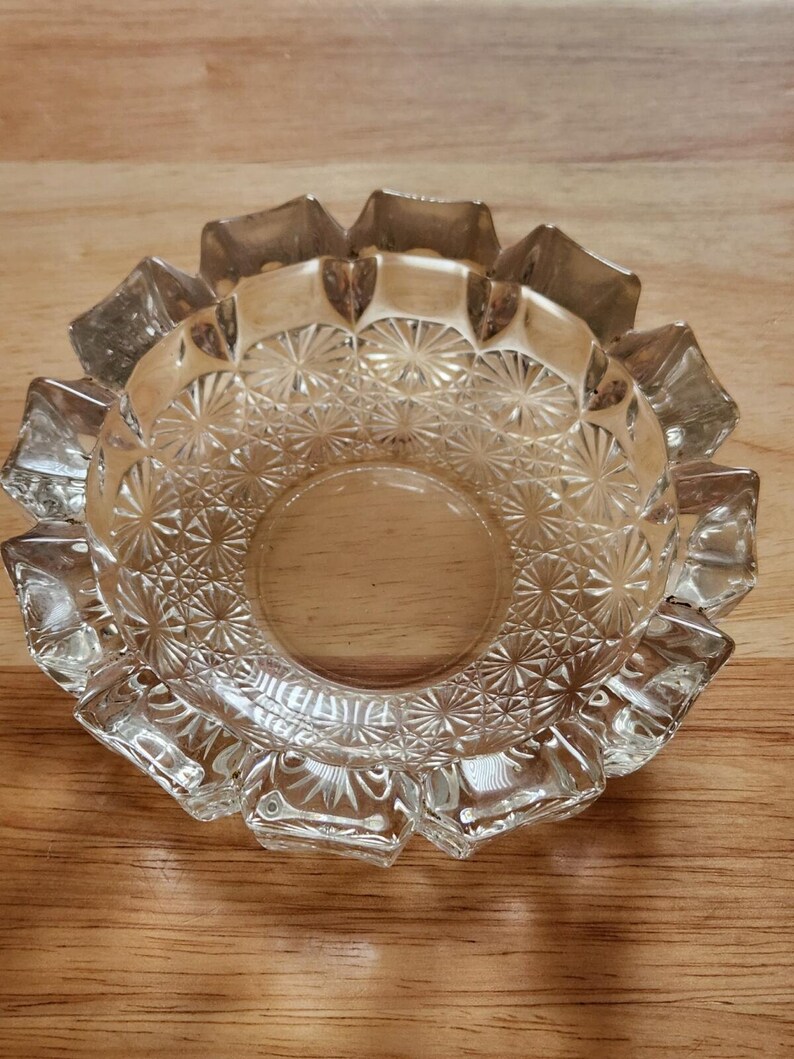 Ocean Glassware Made in Thailand Cut Glass Ashtray Dish Vintage Antique