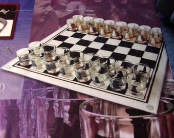 Small Shot Glass Chess Set Drinking Game Set Glass Chess Board Game 