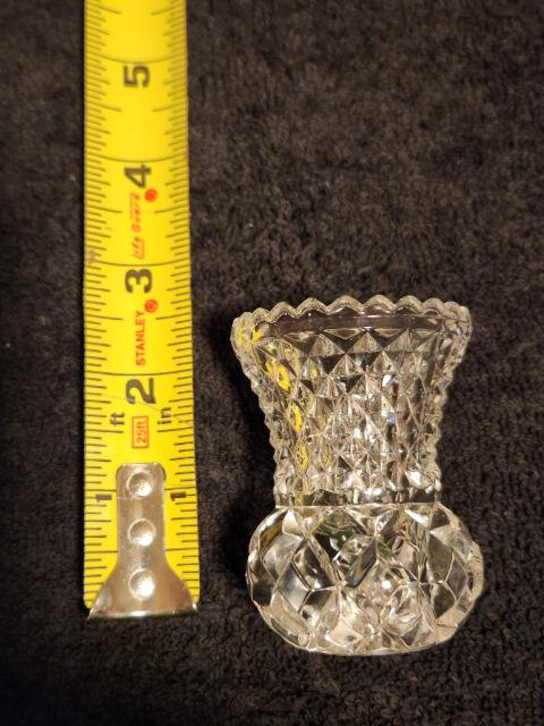 Vintage Clear Glass Toothpick Holder Diamond Pattern Etsy
