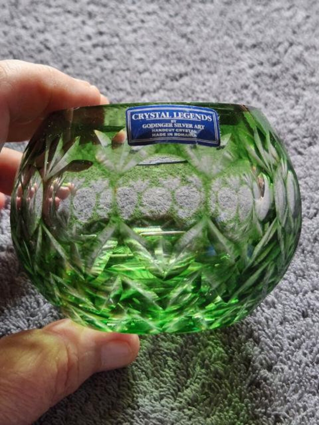 Crystal Legends by Godinger Silver Art Green Cut Glass Etsy