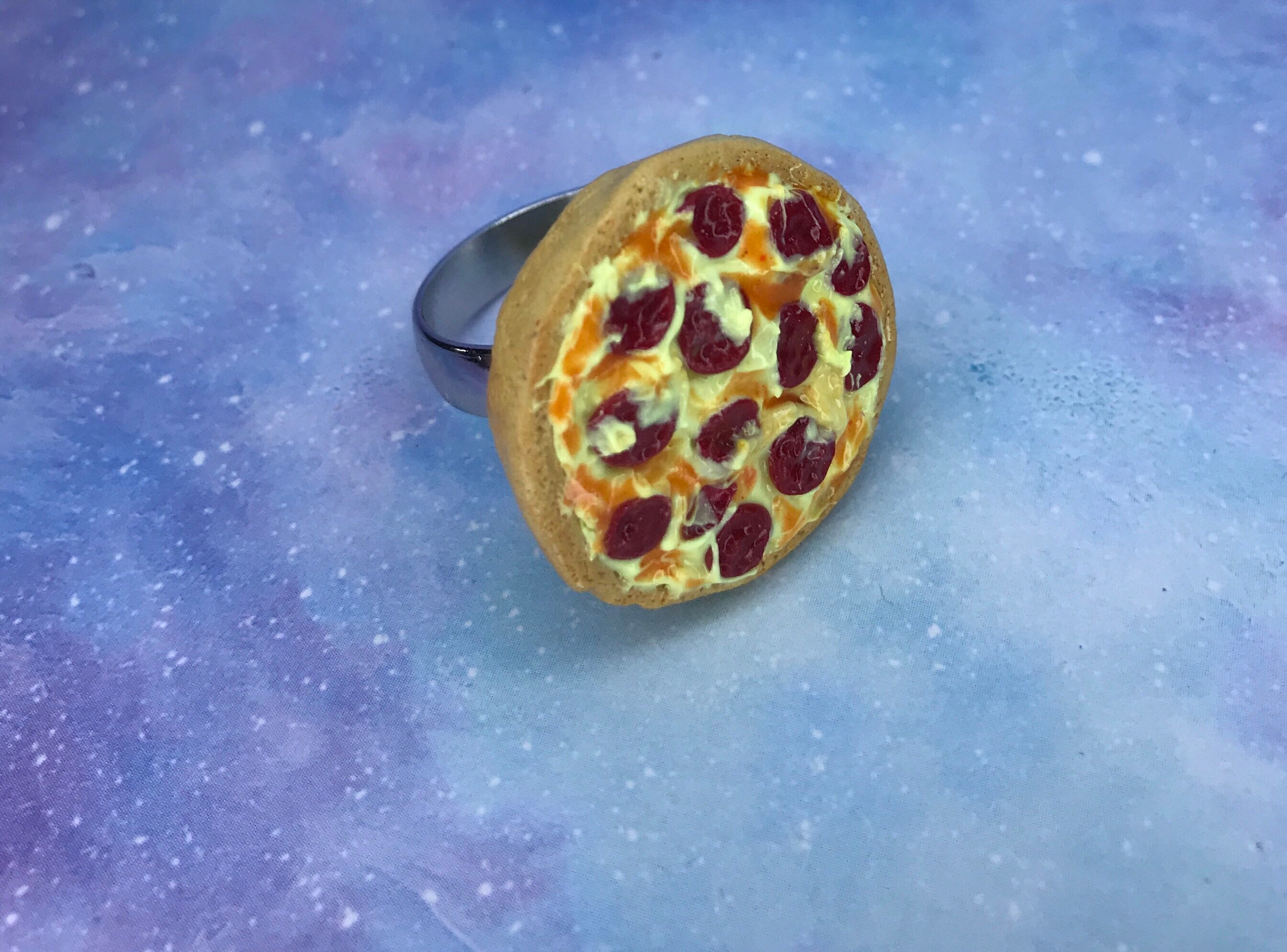 Pizza Ring Pepperoni Pizza Ring Miniature Food Jewelry Etsy