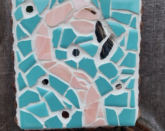 Idalia: Mosaico de flamencos, arte popular primitivo original hecho a mano