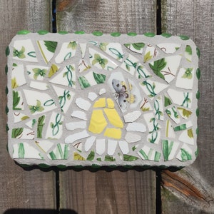 Butterfly And The Flower: mosaic original handmade folk art