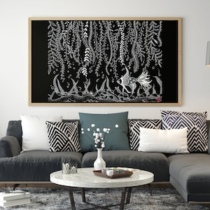 Under the River Illustration Black and White Drawing Reproduction Poster