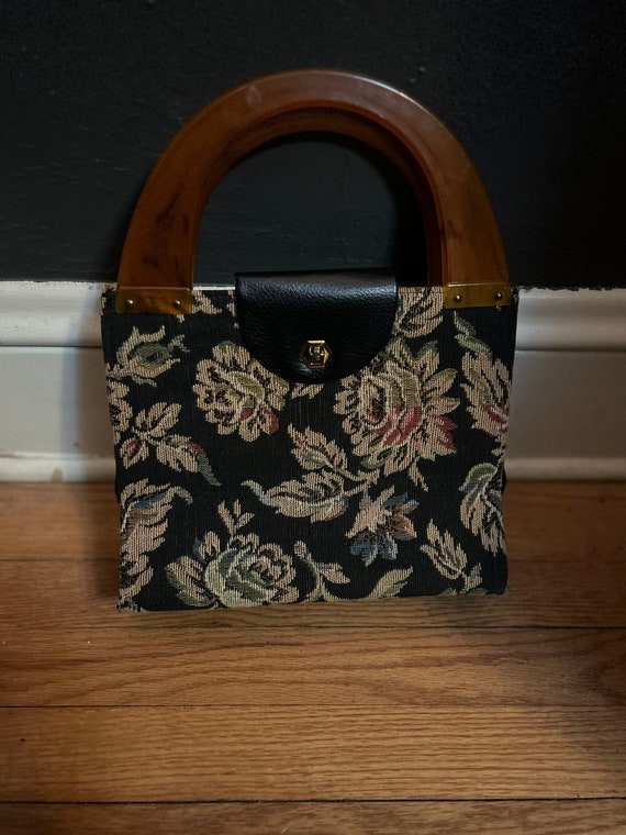1960s/1970s Handbag Tapestry Fabric & Lucite / un… - image 3