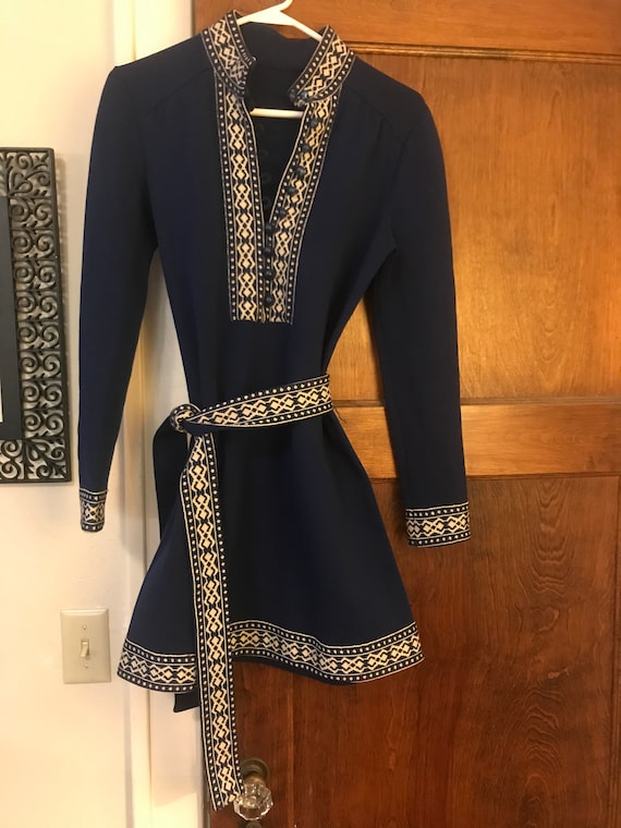 Mod Beatles style Nehru neck shirt dress