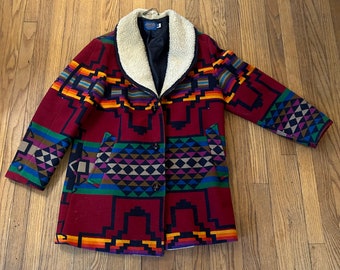 Rare Vintage PENDLETON High Grade Western Wear Southwestern Aztec Jacket 90s size 40