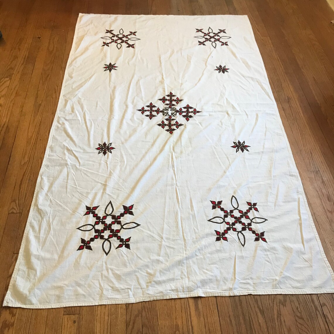 Large Cotton Vintage, Ethiopian Bed Covering Traditional Ethiopian Embroidery Etsy
