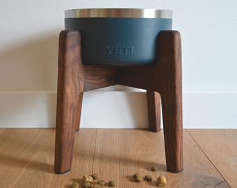 6" Elevated Dog Bowl Stand / Mid-Century Modern Feeding Stand / Solid Walnut or White Oak // Fits Large Yeti 8" or Small Yeti 6 3/4" bowls
