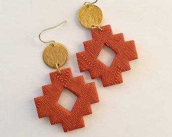 Maya, Aztec Earrings, Polymer Clay Earrings, Clay Earrings