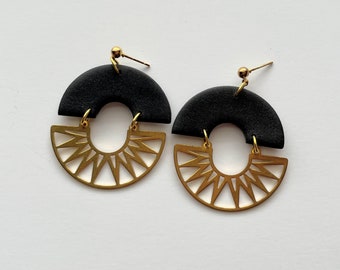 Venus, Semicircle Sun Charm Earrings, Polymer Clay Earrings
