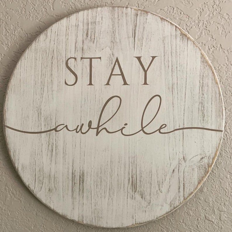 Stay Awhile guestroom sign guestroom wall decor round
