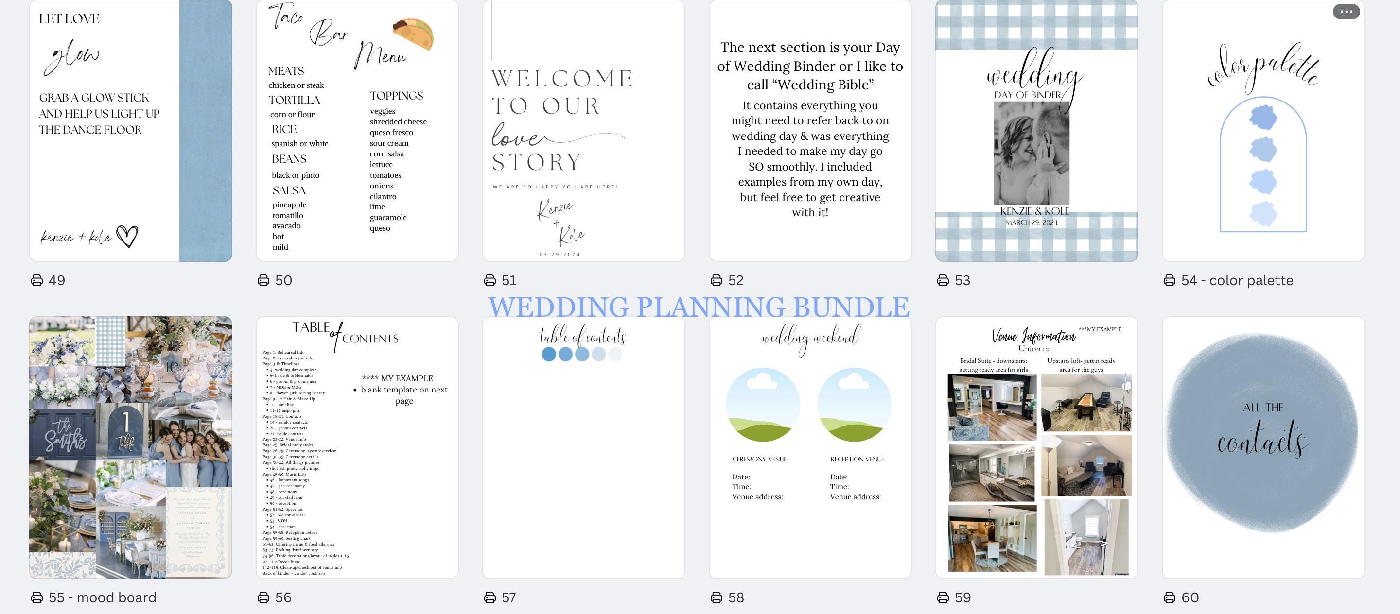 Wedding Planning Bundle | Dusty Blue Wedding Binder | Wedding Template | Wedding Checklists