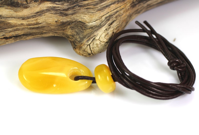 Natural genuine Baltic Amber Pendant for luck Amber Gift 4,62 grams Handmade Amber Jewelry with natural LEATHER chain cord