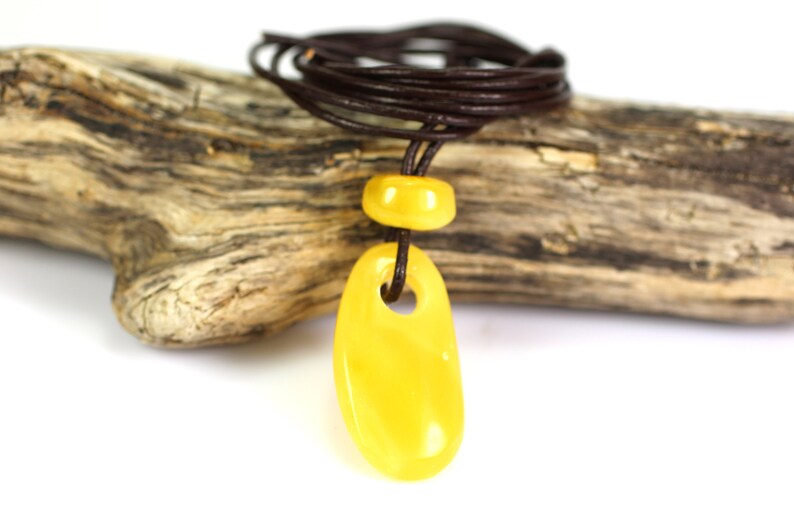 Natural genuine Baltic Amber Pendant for luck Amber Gift 4,62 grams Handmade Amber Jewelry with natural LEATHER chain cord