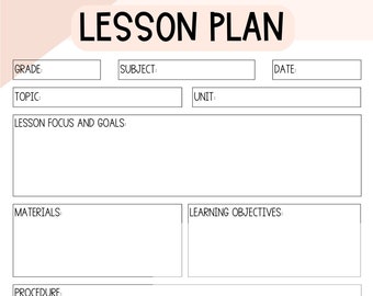 Free Lesson Plan Template Etsy UK