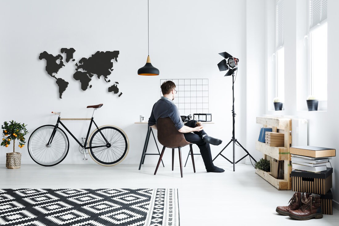 Mappemonde // Objet Deco Typographique Décoration Pvc Bois Originale en Relief