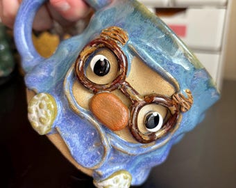 Cozy 14 oz Handmade Ceramic Coffee/Tea Face Mug