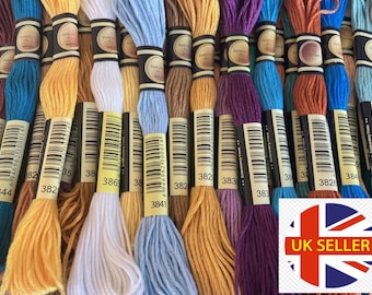 Cross Stitch Embroidery Threads CXC 2 labels - DMC Colours - 447 colours to choose UK Stockist