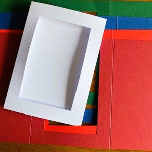 5x gevouwen diafragmakaarten - kerstkleuren - PYO-kleuren - rood/blauw/wit/zwart - kaart 3 gevouwen - voor kruissteek - 4 x 6" - rechthoek-app