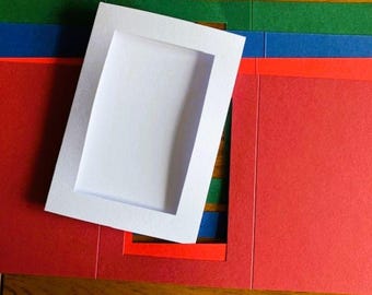 5x Tri-fold Aperture cards - Christmas Colours - PYO Colours - Red/Blue/White/Black - 3 fold card - for Cross Stitch - 4x6&quot; - Rectangle App