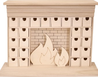 Make your own - DIY - Christmas Advent Calendar - Wooden Fireplace - 24 drawers - Project