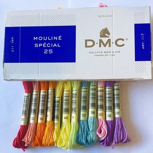 DMC Cross Stitch Threads genuine 1-20 skeins 482 solid colours 8m skeins 6 strands image 2