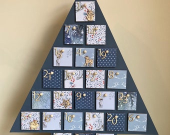 Handmade Christmas Tree Wooden Advent Calendar - 3 - Bespoke - Reusable - Modern - fill your own