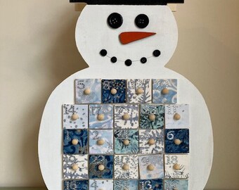 Wooden Advent Calendar - Bespoke - Snowman - Reusable - Modern - Add your own treats - Heirloom
