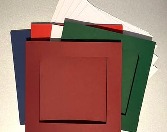 5 x gevouwen kaarten met vierkant diafragma - 25+ kleuren rood/groen/blauw/pastels - kaart 3 vouwen - kruissteek - 5,5" - 140 x 140 mm - 3,75" vierkante app