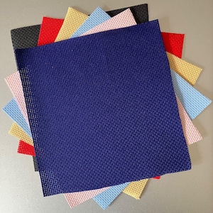14ct Aida Fabric Pack - 7 Colours - 6x6&quot; (15x15cm) - Card Making Fabric - Christmas Colours - Red/Blue/Black