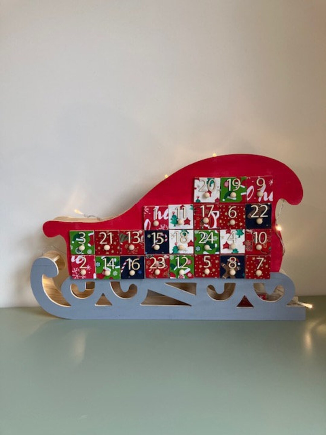 Wooden Advent Calendar Bespoke Santa Sleight Reusable Etsy