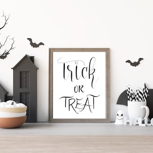 Trick or Treat, instant download, calligraphy print, Halloween print, Halloween decor, 8x10, digital print