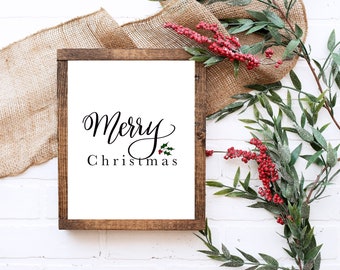 Merry Christmas print, Merry Christmas wall art, Christmas decor, instant download, 8x10, digital print