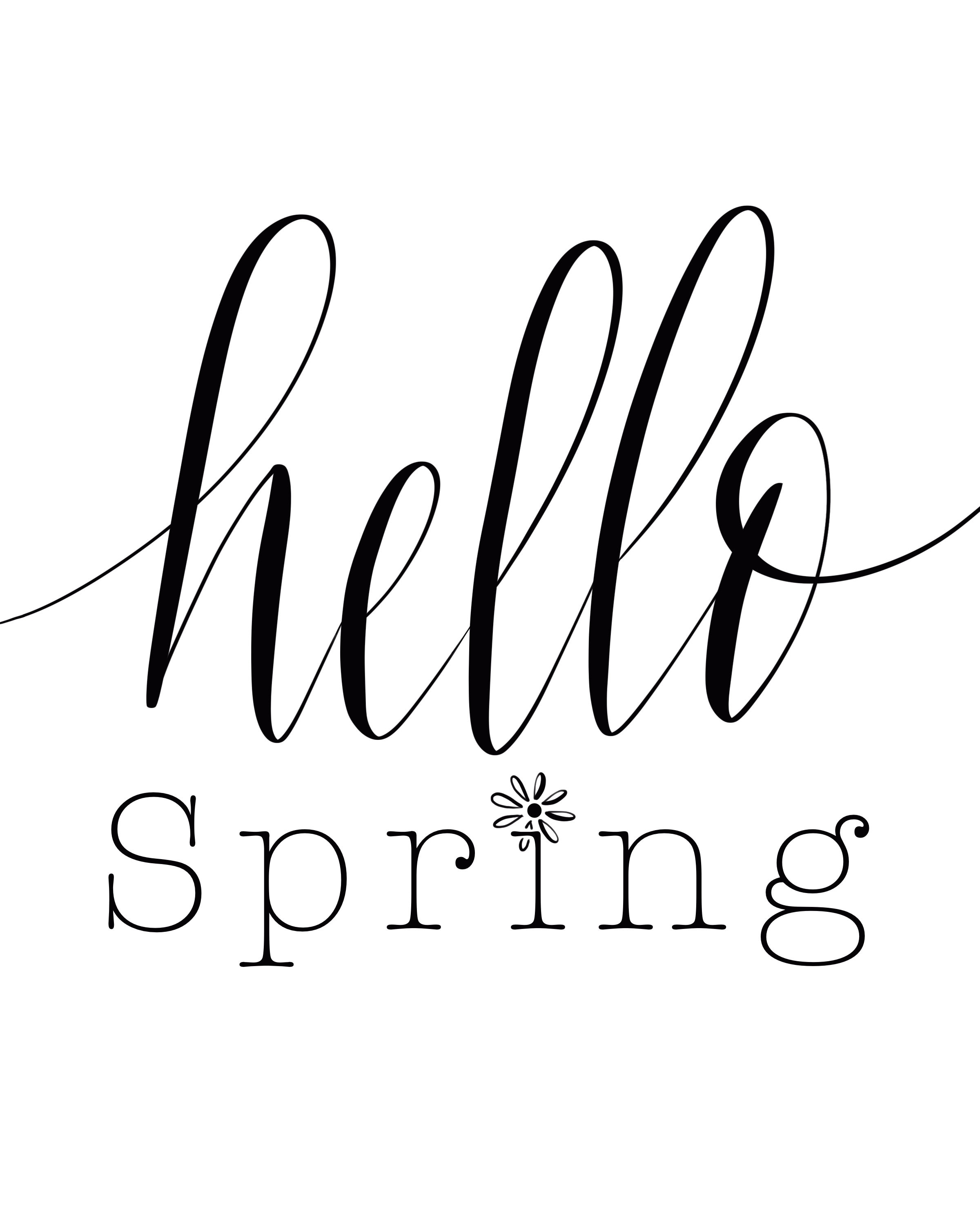 Hello Spring Printing Hello Spring Digital Download, Calligraphy Printable, Spring Printable ...